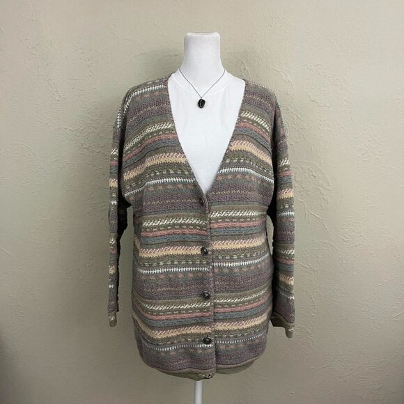 pastel striped 90s oversized cardigan - Picture 2 of 8